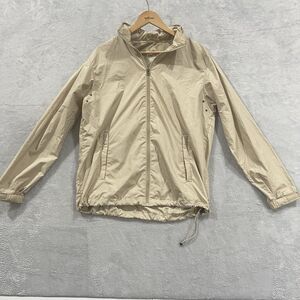 Blueberry Long Sleeve Hooded‎ Windbreaker Jacket Women's Large Mesh Lined Beige